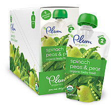 Plum Organics Second Blends Spinach Peas & Pear Baby Food Pouch 6-Pack