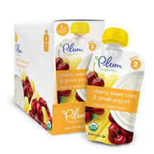 Plum Organics Stage 2 Greek Yogurt Cherry Sweet Corn Pouch 6-Pack