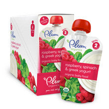 Plum Organics Stage 2 Greek Yogurt Rasberry Spinach Pouch 6-Pack