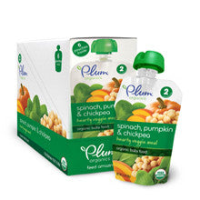 Plum Organics Second Blends Hearty Veggie Meals - Spinach Pumpkin & Chickpea Pouch 6-Pack