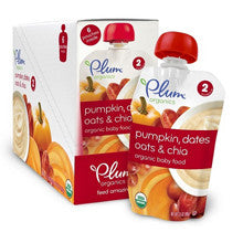 Plum Organics Second Blends Fruit & Grain Pumpkin Dates Oats & Chia Pouch 6-Pack