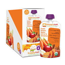 Happy Baby Happy Tot Organic Superfoods Pouch - Sweet Potato Carrot Apple Cinnamon Pouch- 8pk