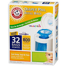 Munchkin Arm & Hammer Diaper Pail Refill Bags 32 Ct