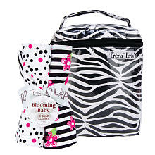 Trend Lab Zahara Zebra Print Bottle Bag and Burp Cloth Set