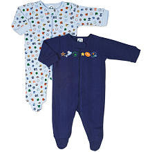 Gerber Boys 2 Pack Bright Cotton Sleep N' Play - Blue (3-6 Months)