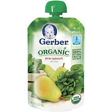 Gerber Organic 2nd Foods Pouch Pear Spinach - 3.5 Ounce