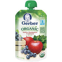 Gerber Organic 2nd Foods Pouch Apples Blueberries & Spinach  - 3.5 Ounce