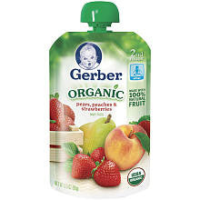 Gerber Organic 2nd Foods Pouch Pears Peaches & Strawberries - 3.5 Ounce