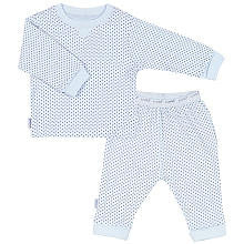 Kushies Everyday Layette Boys 2 Piece Blue Polka Dot Long Sleeve Top and Pant Set