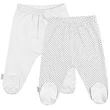 Kushies Everyday Layette 2pk Footed Pant - White Solid/Dots