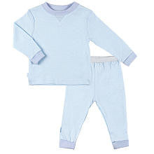 Kushies Everyday Layette Boys 2 Piece Blue Stripe Long Sleeve Top and Pant Set