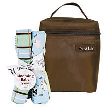 Trend Lab Baby Barnyard Bottle Bag and Burp Cloth Set