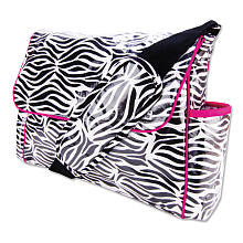 Trend Lab Zahara Zebra Messenger Style Diaper Bag - Black and White