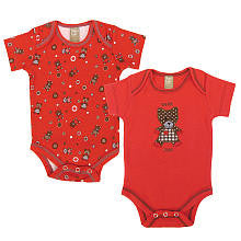 Trend Lab Chocolate Kiss Bear Bodysuits 2 Pack - Red (0-3 Months)