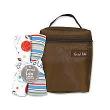 Trend Lab Little MVP Insulated Bottle Bag and Burp Cloth Gift Set