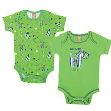 Trend Lab Apple Berry Puppy Bodysuit 2 Pack - Green (0-3 Months)