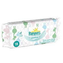 Pampers Sensitive Soft Pack Wipes - 18 Count