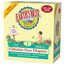 Earth's Best TenderCare Chlorine Free Size 1 Diaper Bulk Pack - 144 Count