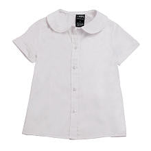 French Toast Girls Short Sleeve Peter Pan Blouse - White