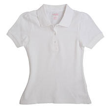 French Toast Girls' Short Sleeve Stretch Pique Polo - White