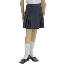 French Toast Front-Pleated Skirt with Tabs - Navy ( Size Girls Plus 20)