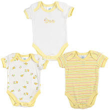 SpaSilk Neutral 3 Pack Yellow Duck Assorted Short Sleeve Bodysuits