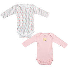 Burt's Bees Baby Girls 2 Pack Organic Pink Long Sleeve Bodysuit Layette Set - 0-3 Months