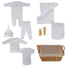 Burt's Bees Baby Neutral 9 Piece White Organic Basket for Baby Gift Set