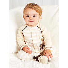 Little Me Boys Ivory Monkey Footie