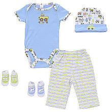 babyGEAR Boys 5 Piece Transportation Tulle Box Set- 3-6 Months