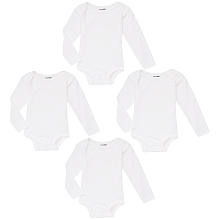 Babies R Us Neutral 4 Pack White Long Sleeve Bodysuit