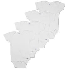 Gerber Neutral 4 Pack White Short Sleeve Cotton Onesies