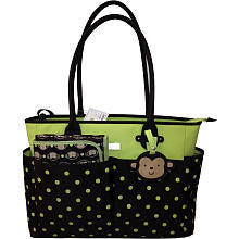 Carter's Monkey Tote Bag - Brown/Green Dot