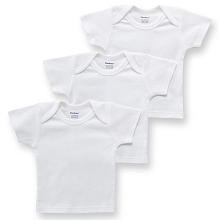 Gerber 3 Pack Neutral White Cotton Slip On Short Sleeve Lap Shoulder T Shirt