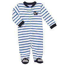 Carter's Boy Yarn Dye Stripe Zip Up Footie with Dog Applique