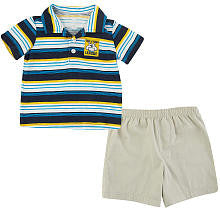 Kids R Us Boys 2 Piece Striped Polo Tee and Short Set - Toddler