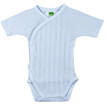 Kushies Boy Everyday Layette Short Sleeve Blue Wrap Bodysuit