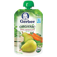 Gerber Organic 2nd Foods Purees Pear Carrot Pea