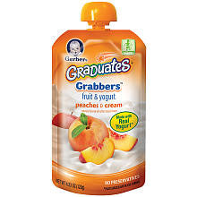 Gerber Graduates Grabbers Peaches & Cream Fruit & Yogurt Pouch