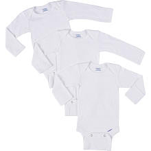 Gerber Neutral 3 Pack Long Sleeve White Onesies with Mitten Cuff