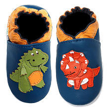 Momo Baby Boys Soft Sole Leather Shoes - Dinosaur