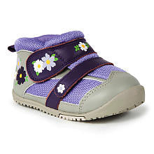 Momo Baby Girl Leather Sneakers with Flexible Rubber Sole - Field of Flowers