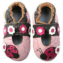 Momo Baby Girl Soft Sole Leather Shoes - Ladybug & Flower Mary Janes