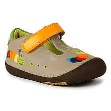 Momo Baby Leather Shoes with Flexible Rubber Sole - Rainbow Caterpillar