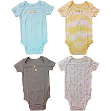 Babies R Us Neutral 4 Pack Short Sleeve Bodysuits