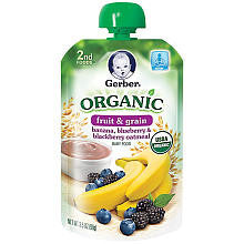 Gerber Organic 2nd Foods Pouches Banana Blueberry Blackberry Oatmeal - 3.5 Ounce