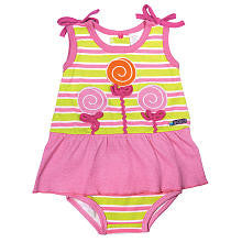 Sozo Girls 2 Piece Sleeveless Striped Top with Flower Appliques and Diaper Cover Set