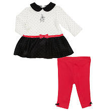 Little Me Girls 2 Piece Rose Dot Dress and Legging Set