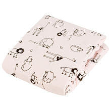 Kushies 100% Cotton Flannel Fitted Crib Sheet - Pink Safari Print