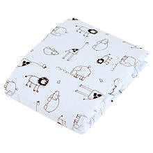 Kushies 100% Cotton Flannel Fitted Crib Sheet - Blue Safari Print